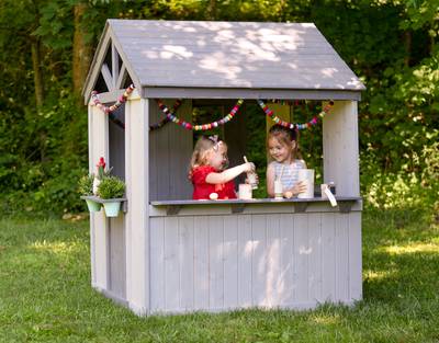 Jack and June Outdoor Playhouse - Two Girls Playing Inside